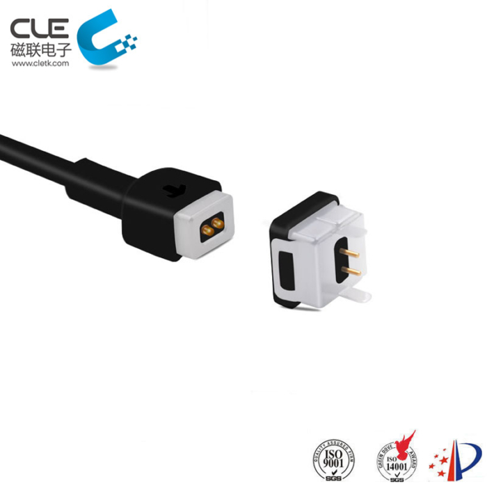 Male and female magnetic charging cable connector for LED