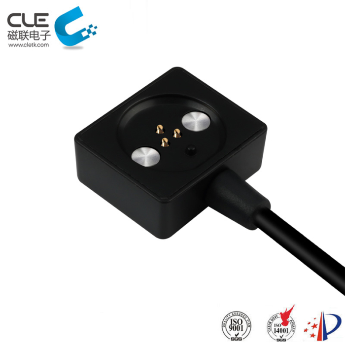 Square 3 pin magnetic charger pogo pin cable connector