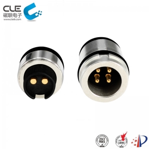 Male and female magnetic pogo connector for bluetooth earphone